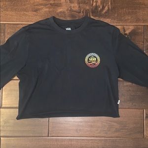 Vans Black Raw Hem Cropped Long Sleeve
